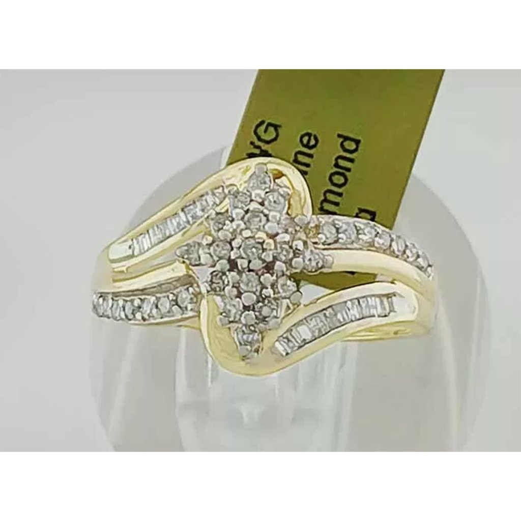 Genuine 0.50 Cts Diamonds Cocktail Ring 10k Gold